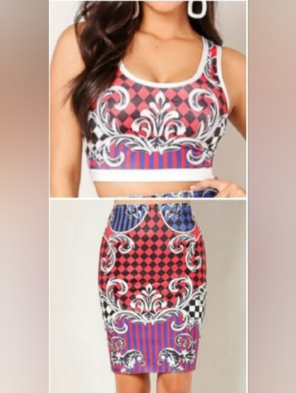 WoW Couture 2-PC Set Crop Top & Skirt Bandage Bodycon Y2K
